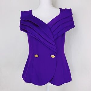 Alex Evening Suit Top Gold studded buttons Size 6